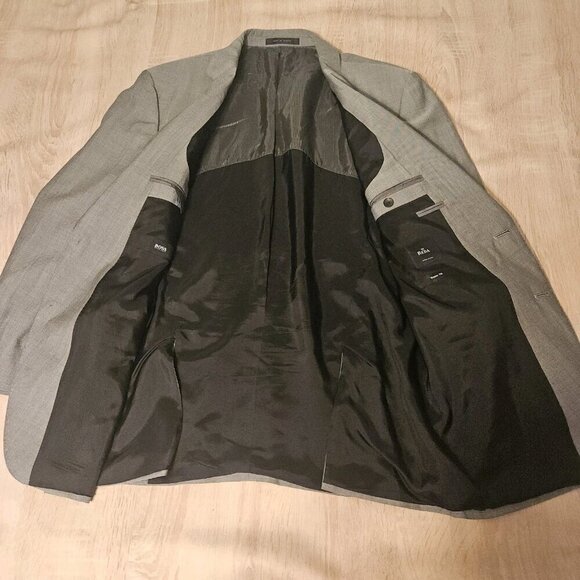 Hugo Boss Blazer Sport Coat Mens 46R  Gray 2 Button Wool Reda Super 110 Modern - Picture 3 of 10